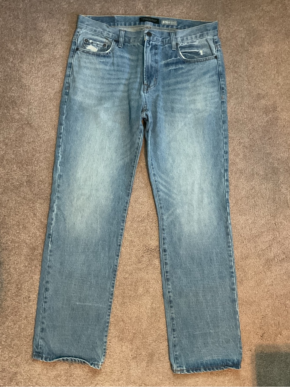 Aeropostale Men’s Straight Jeans in Light Blue Denim
